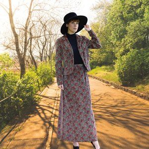 70s Velvet Paisley Jacket & Maxi Skirt